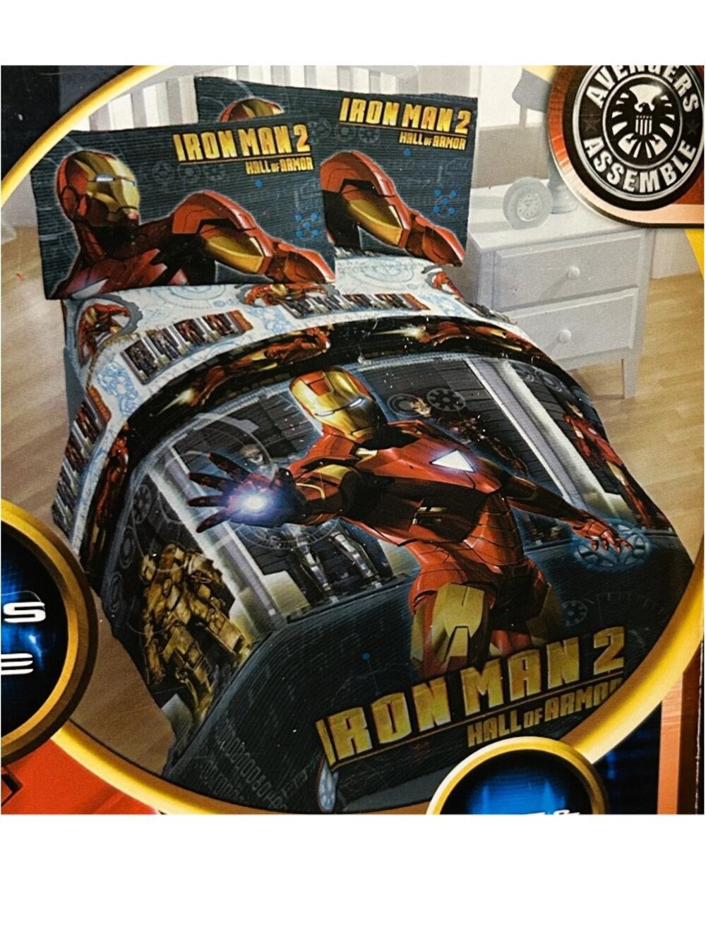NEW~TWIN sz Comforter+Sheet Set~Marvel's Iron Man Superhero Avengers~COTTON RICH